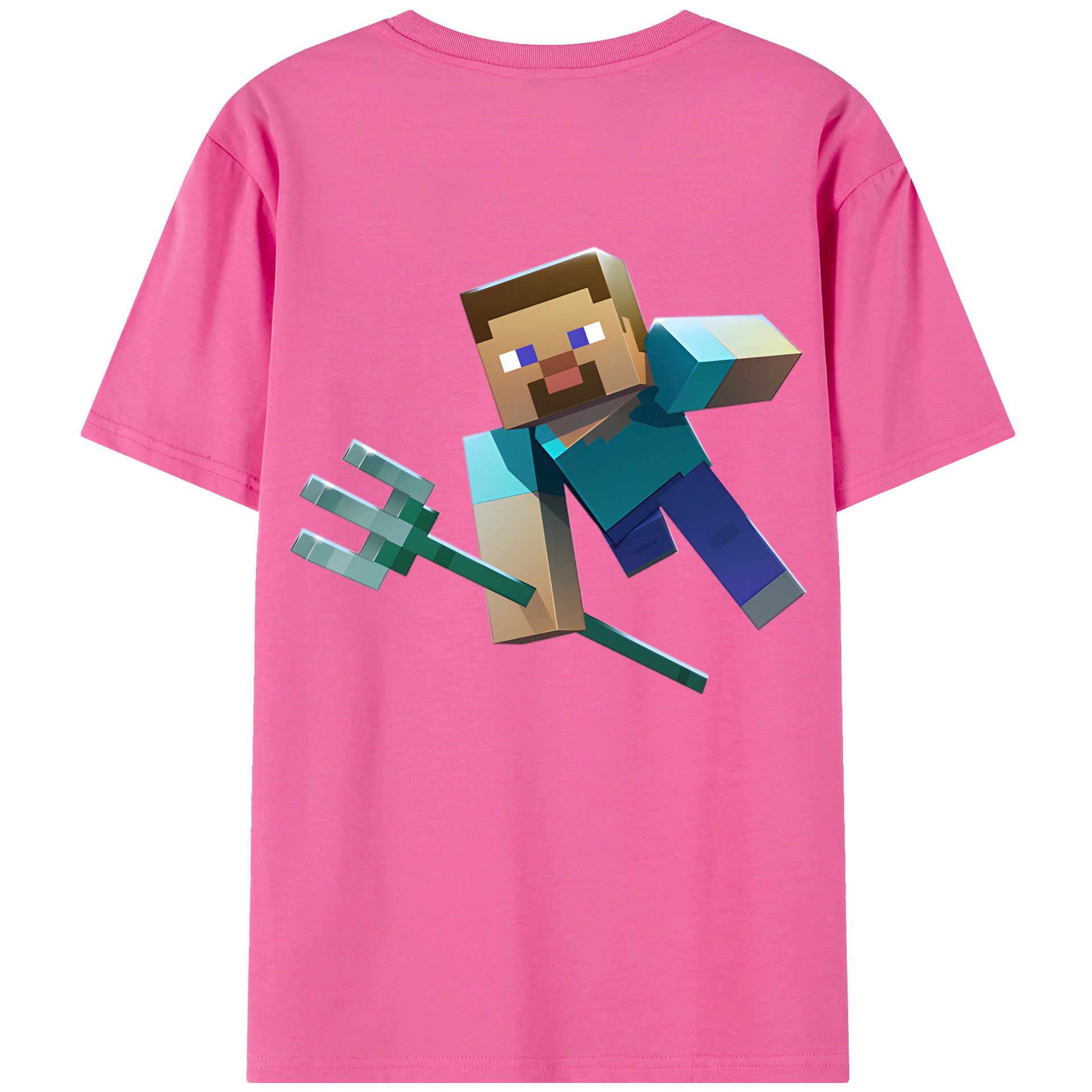 （画像用） マインクラフト ブロックの世界 Minecraft MC Block world レディース半袖Tシャツ(バックプリント)